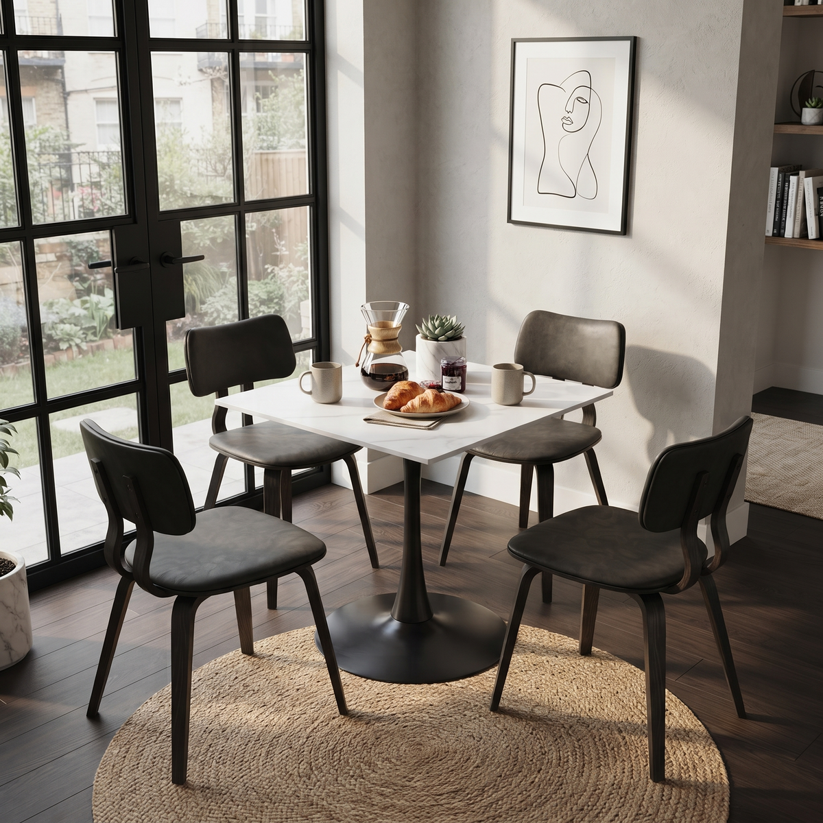 Bristol Square Dining Table with 35 in. Wide Sintered Stone Top and Steel Base