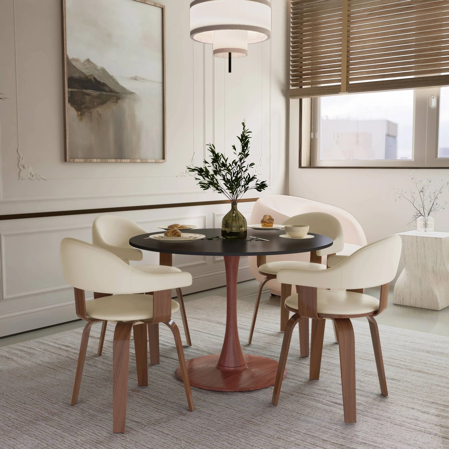 Bristol 35"/36"/40" Round Dining Table Wood Transfer Cherry/Natural/Walnut Base with MDF Table Top - Elax Furniture