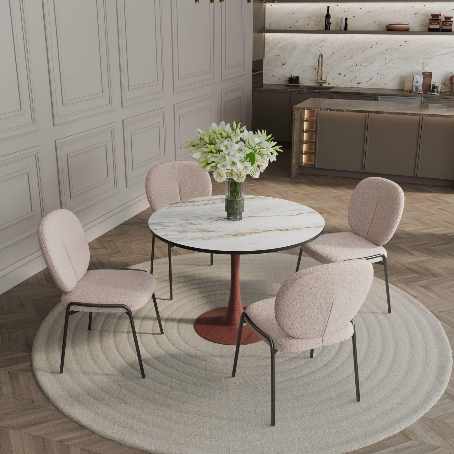 Bristol 35"/36"/40" Round Dining Table Wood Transfer Cherry/Natural/Walnut Base with MDF Table Top - Elax Furniture