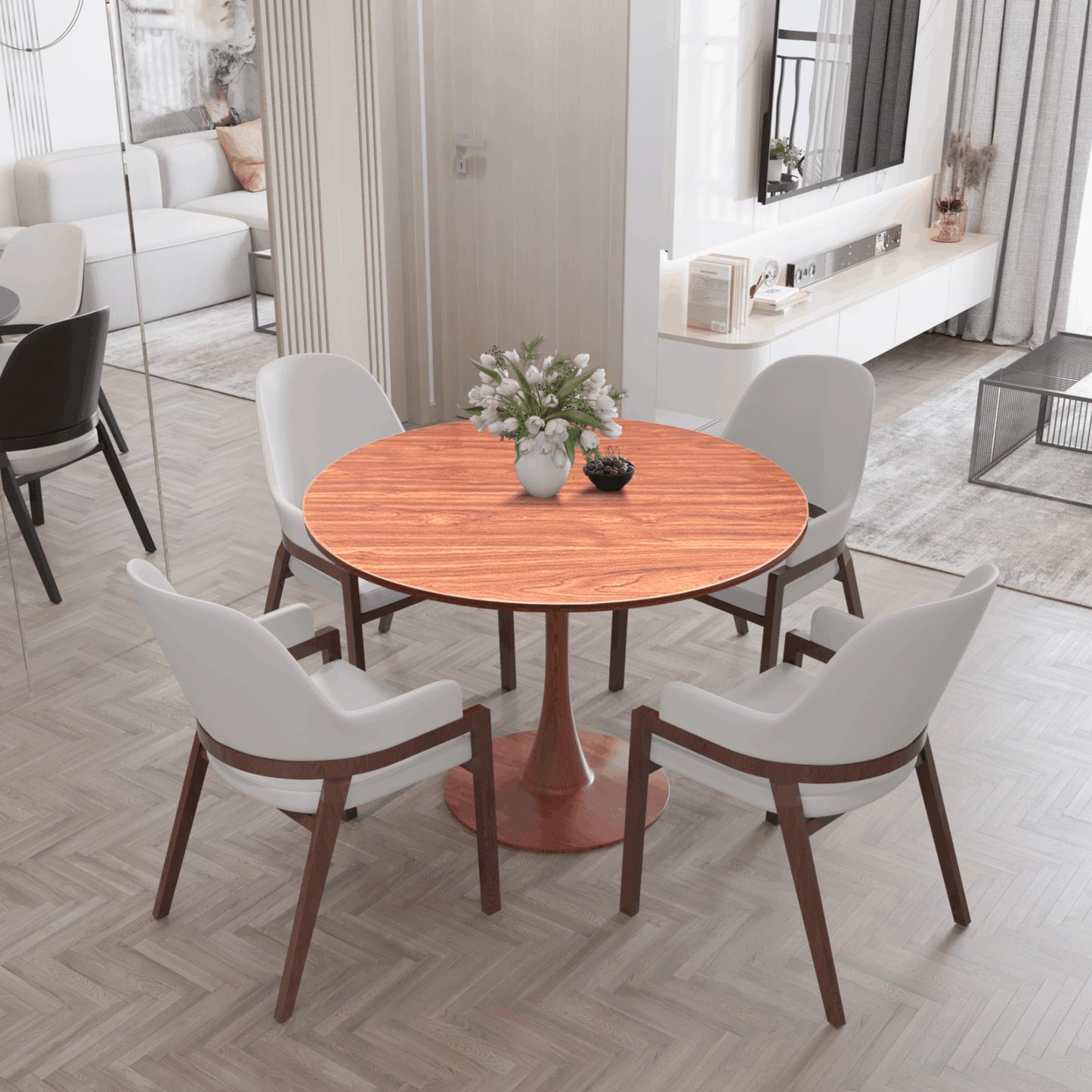 Bristol 35"/36"/40" Round Dining Table Wood Transfer Cherry/Natural/Walnut Base with MDF Table Top