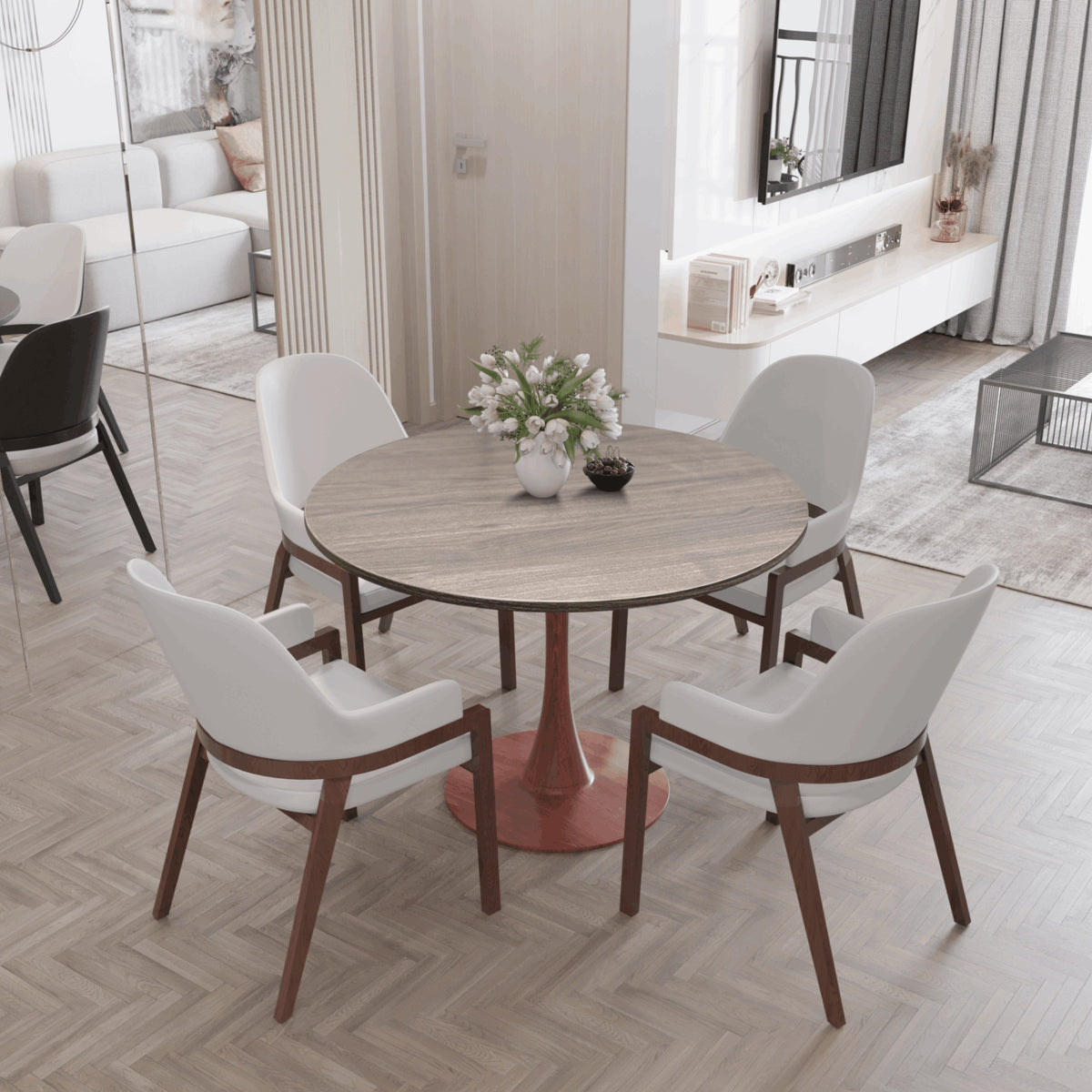 Bristol 35"/36"/40" Round Dining Table Wood Transfer Cherry/Natural/Walnut Base with MDF Table Top