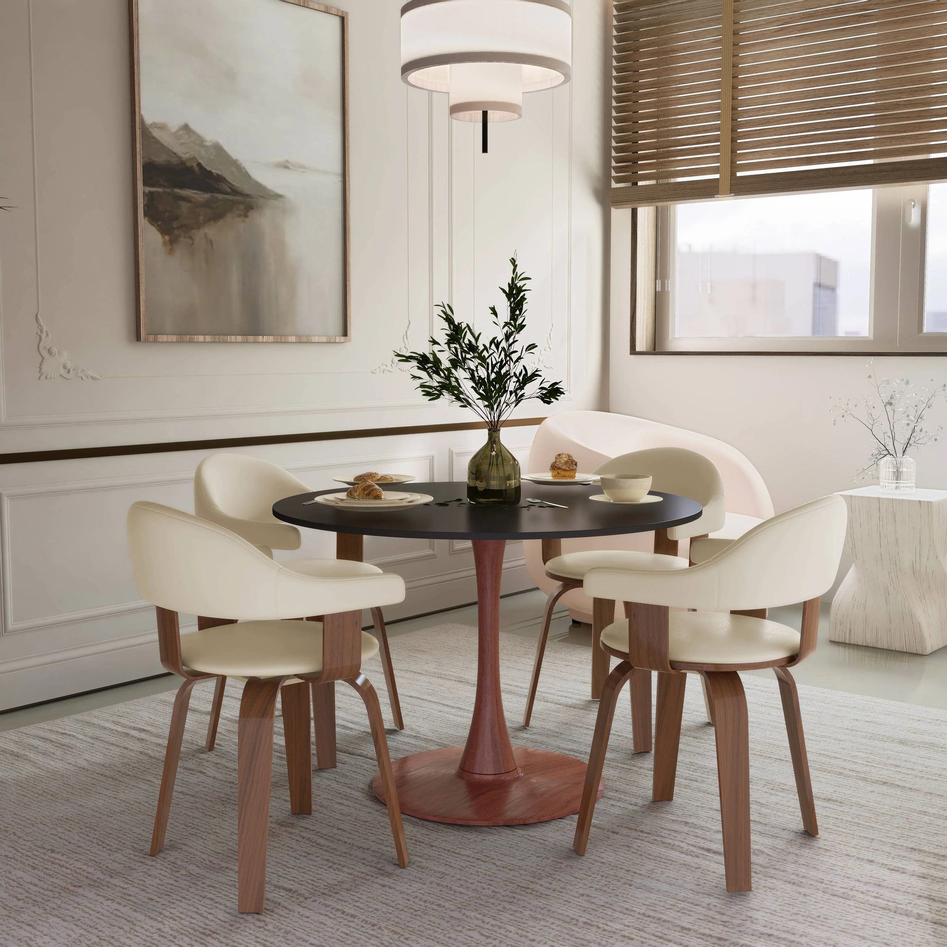 Bristol 35"/36"/40" Round Dining Table Wood Transfer Cherry/Natural/Walnut Base with MDF Table Top - Elax Furniture