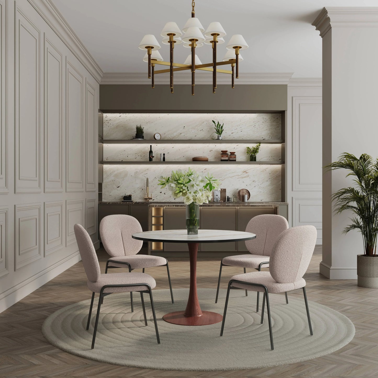 Bristol 35"/36"/40" Round Dining Table Wood Transfer Cherry/Natural/Walnut Base with MDF Table Top - Elax Furniture