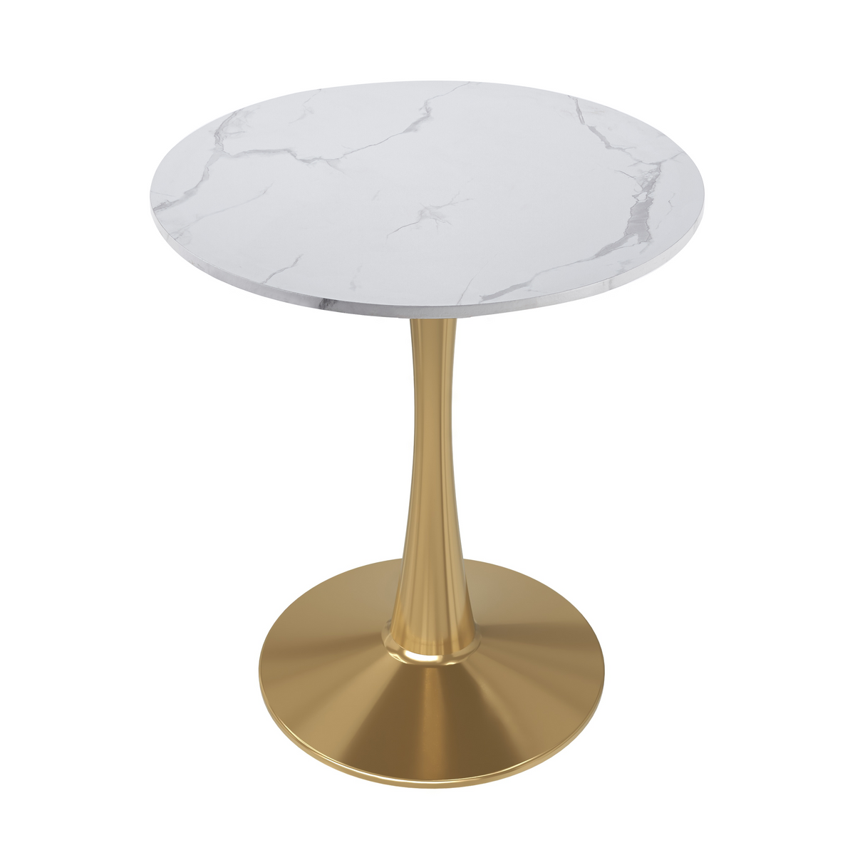 Bristol Round Dining Table with MDF/Sintered Stone/Glass Tabletop in Gold Steel