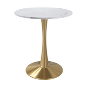 Bristol Round Dining Table with MDF/Sintered Stone/Glass Tabletop in Gold Steel