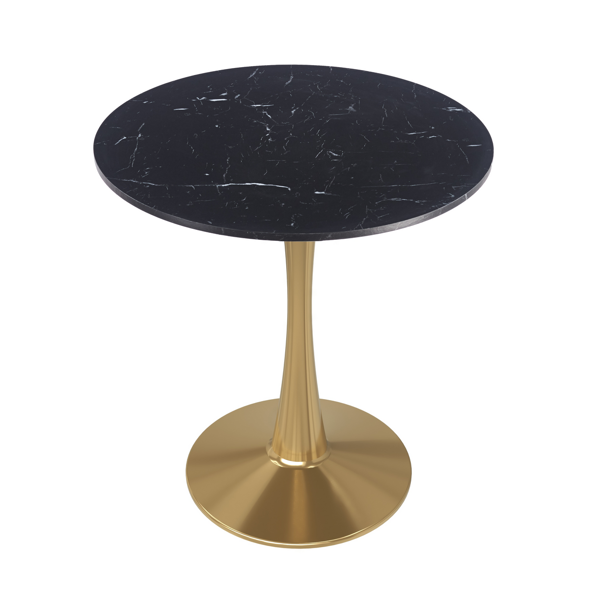 Bristol Round Dining Table with MDF/Sintered Stone/Glass Tabletop in Gold Steel