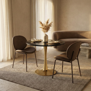 Bristol Round Dining Table with MDF/Sintered Stone/Glass Tabletop in Gold Steel