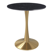 Bristol Round Dining Table with MDF/Sintered Stone/Glass Tabletop in Gold Steel