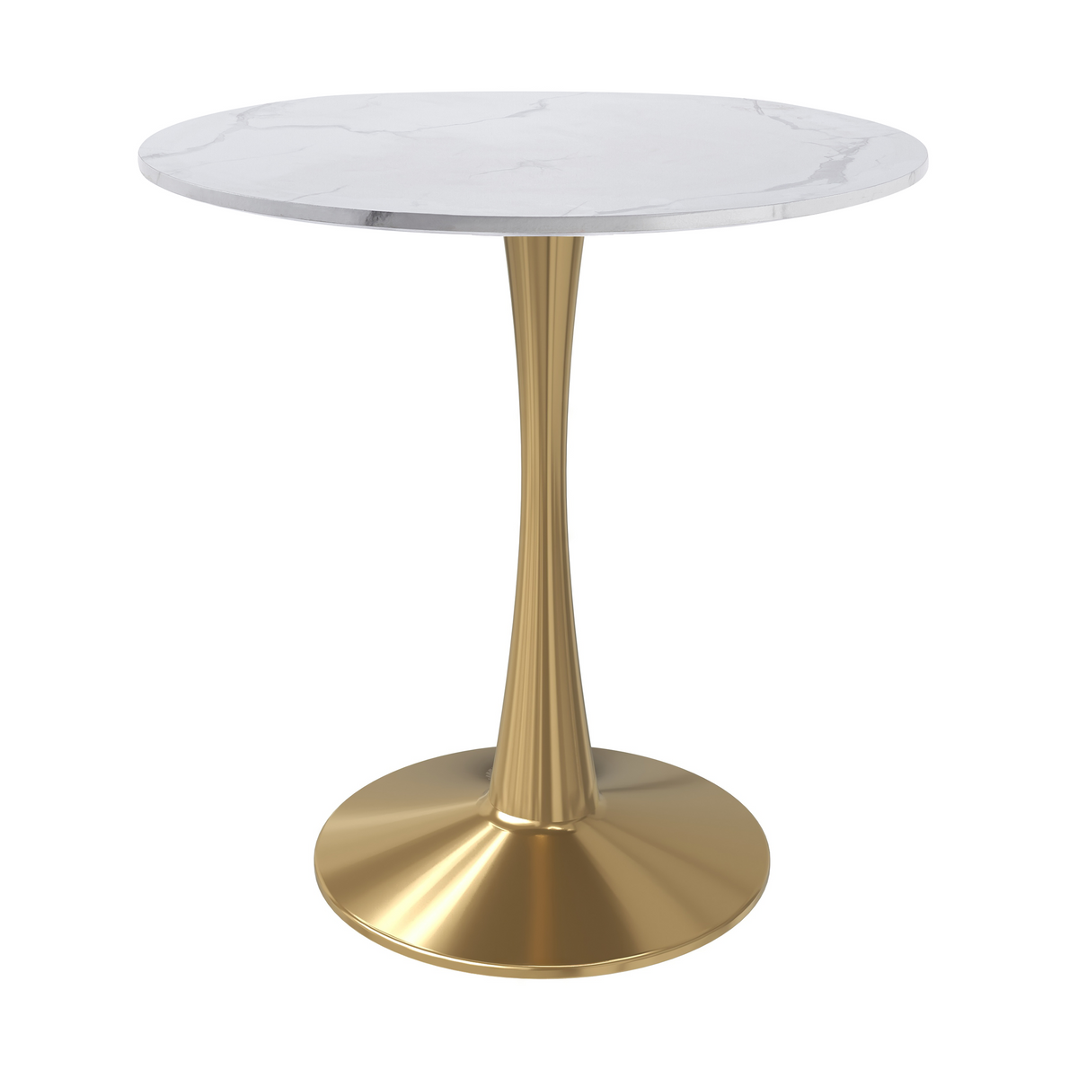 Bristol Round Dining Table with MDF/Sintered Stone/Glass Tabletop in Gold Steel