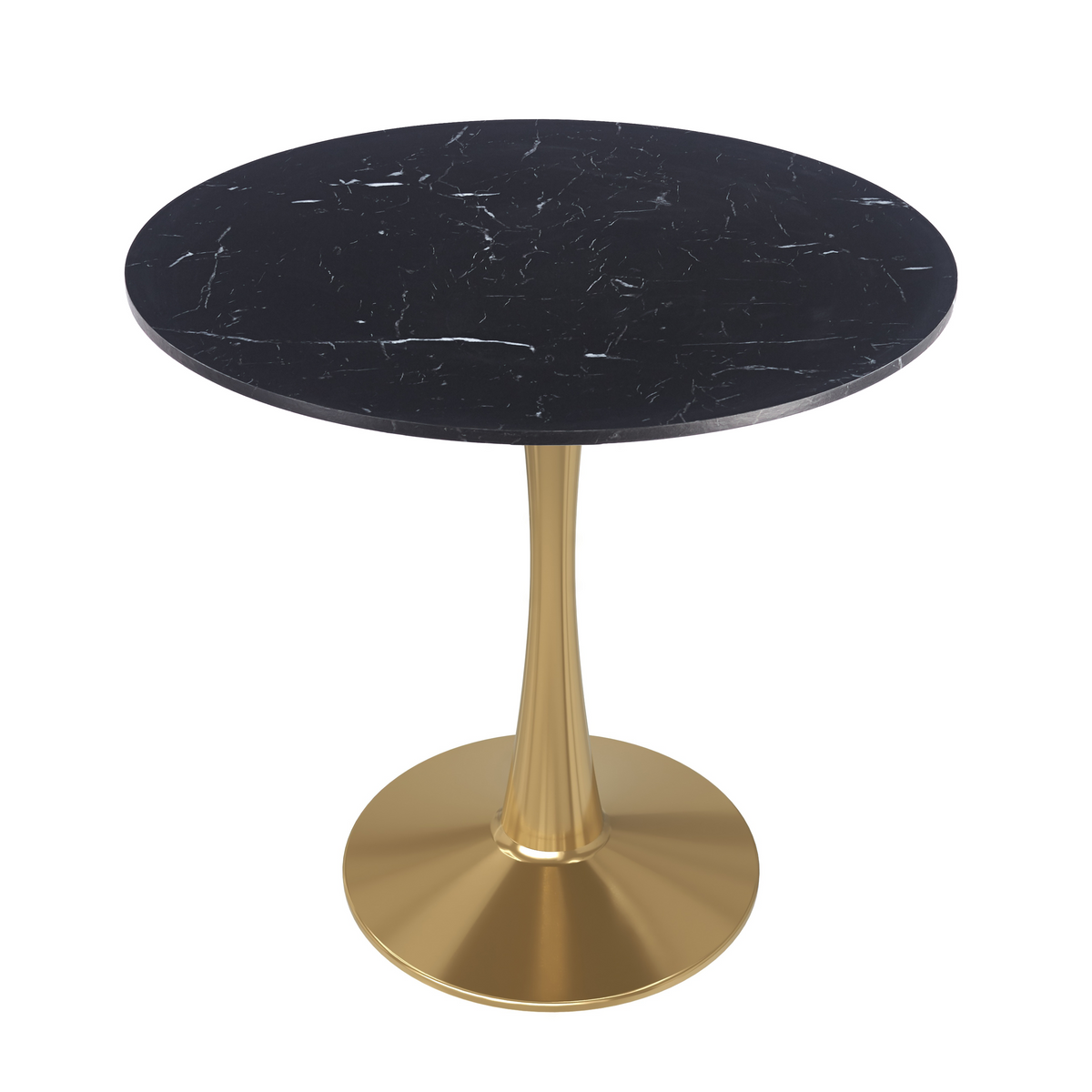 Bristol Round Dining Table with MDF/Sintered Stone/Glass Tabletop in Gold Steel