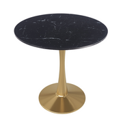 Bristol Round Dining Table with MDF/Sintered Stone/Glass Tabletop in Gold Steel