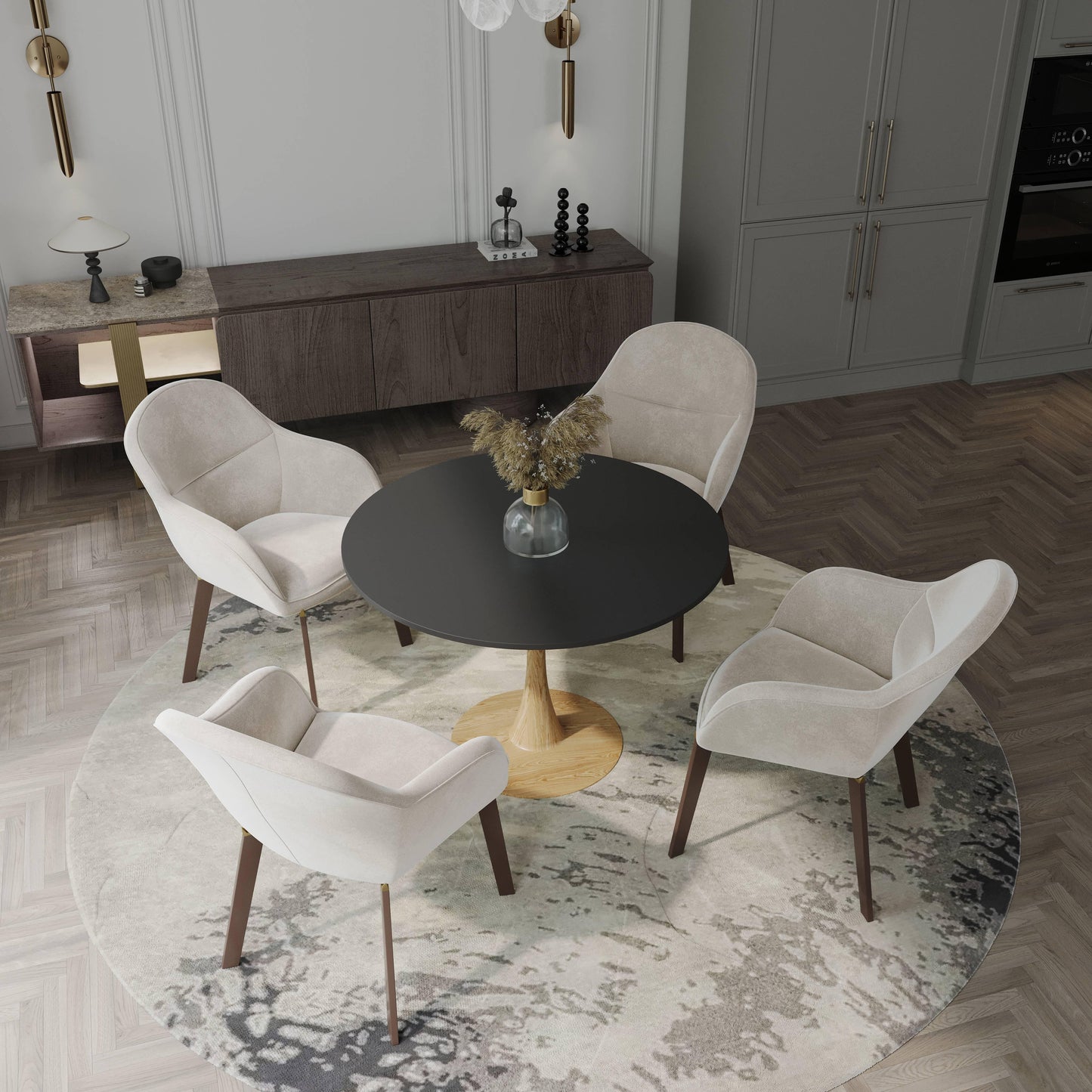 Bristol 35"/36"/40" Round Dining Table Wood Transfer Cherry/Natural/Walnut Base with MDF Table Top - Elax Furniture
