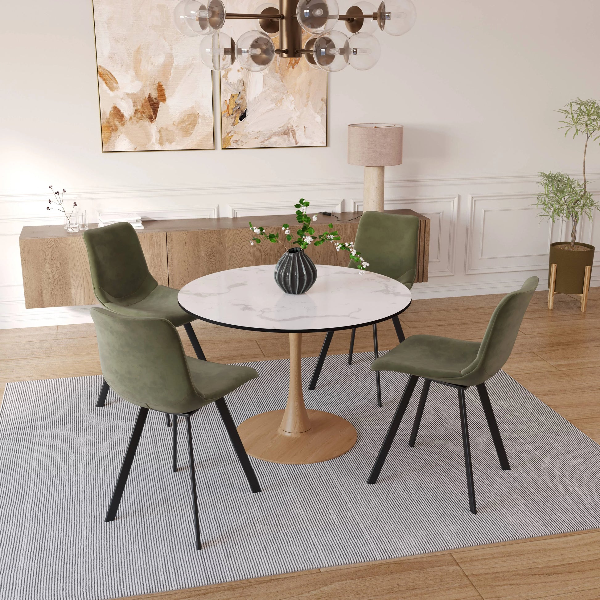 Bristol 35"/36"/40" Round Dining Table Wood Transfer Cherry/Natural/Walnut Base with MDF Table Top - Elax Furniture