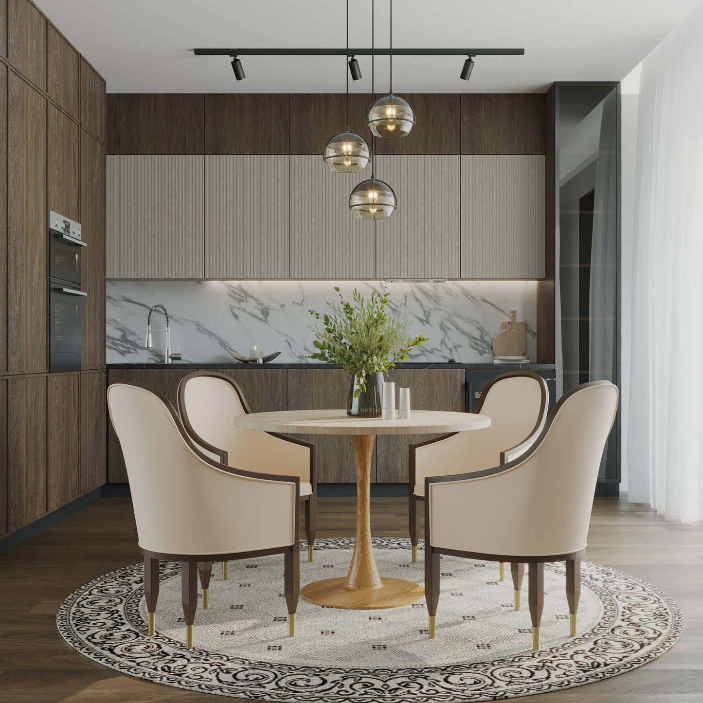 Bristol 35"/36"/40" Round Dining Table Wood Transfer Cherry/Natural/Walnut Base with MDF Table Top - Elax Furniture