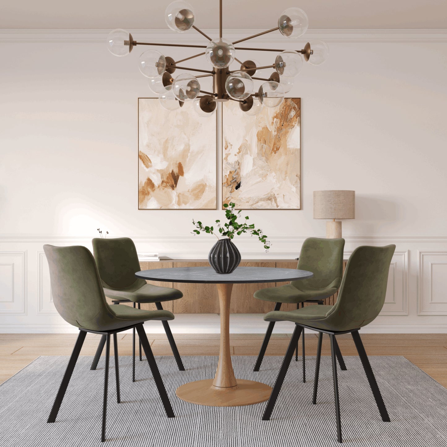 Bristol 35"/36"/40" Round Dining Table Wood Transfer Cherry/Natural/Walnut Base with MDF Table Top
