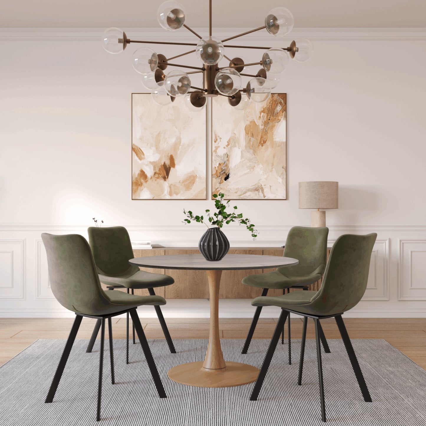 Bristol 35"/36"/40" Round Dining Table Wood Transfer Cherry/Natural/Walnut Base with MDF Table Top