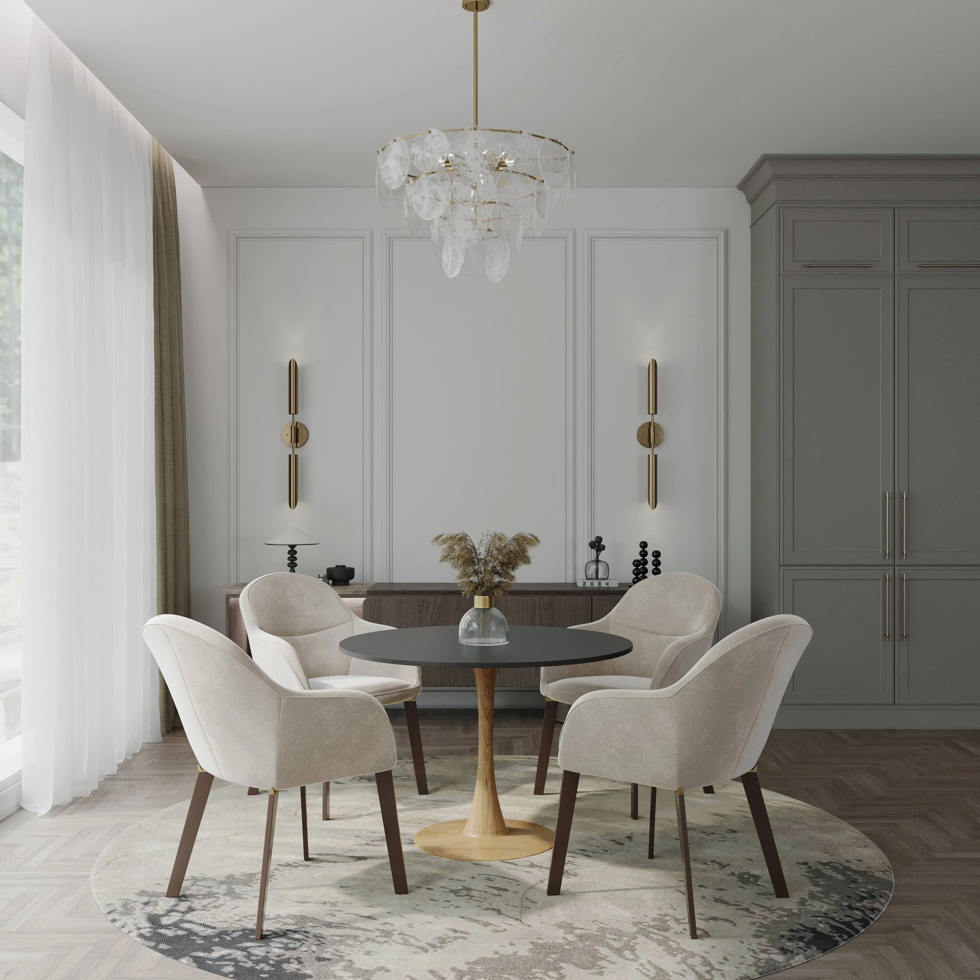 Bristol 35"/36"/40" Round Dining Table Wood Transfer Cherry/Natural/Walnut Base with MDF Table Top - Elax Furniture