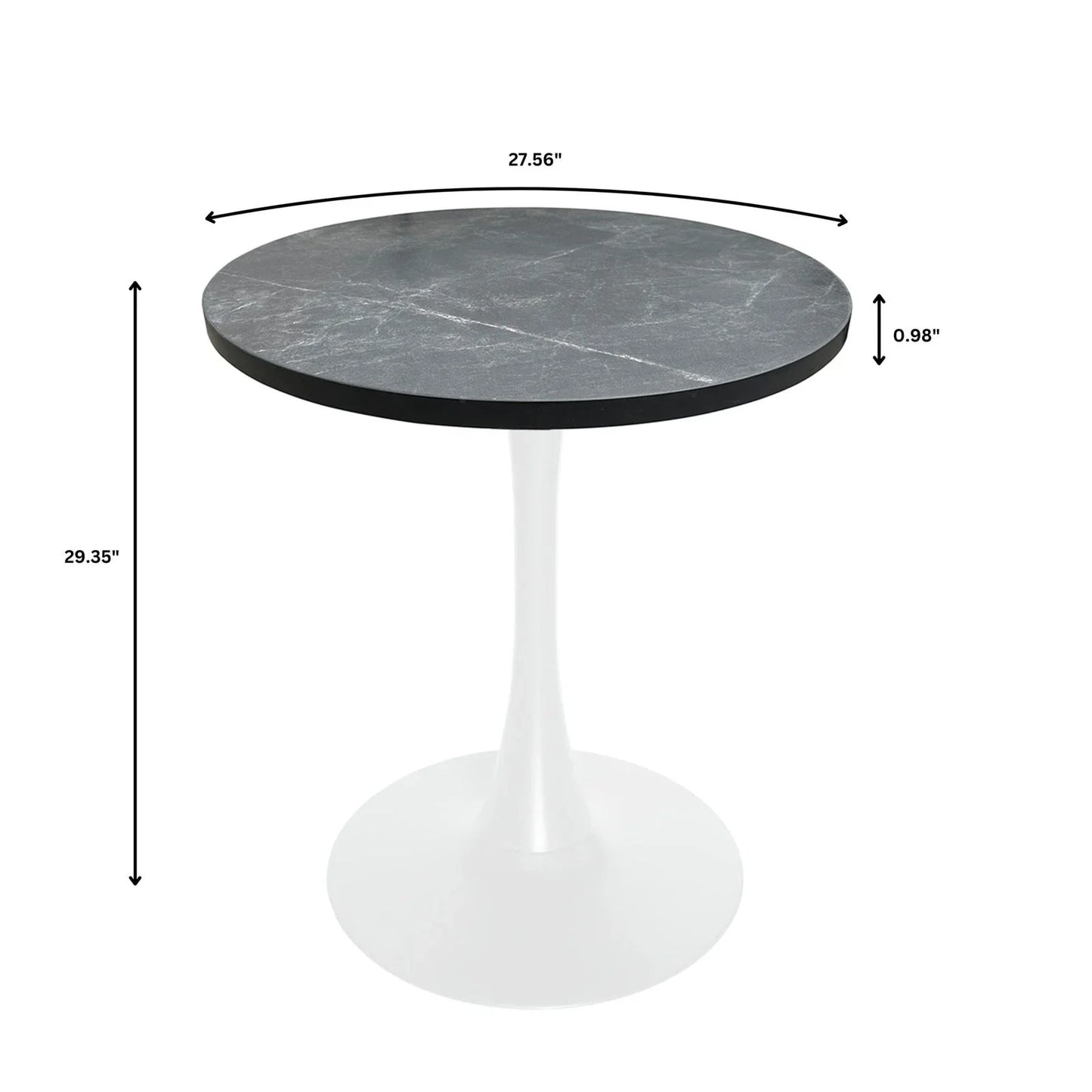 Bristol 27" Round Dining Table with MDF Tableop and White Iron Base - Elax Furniture