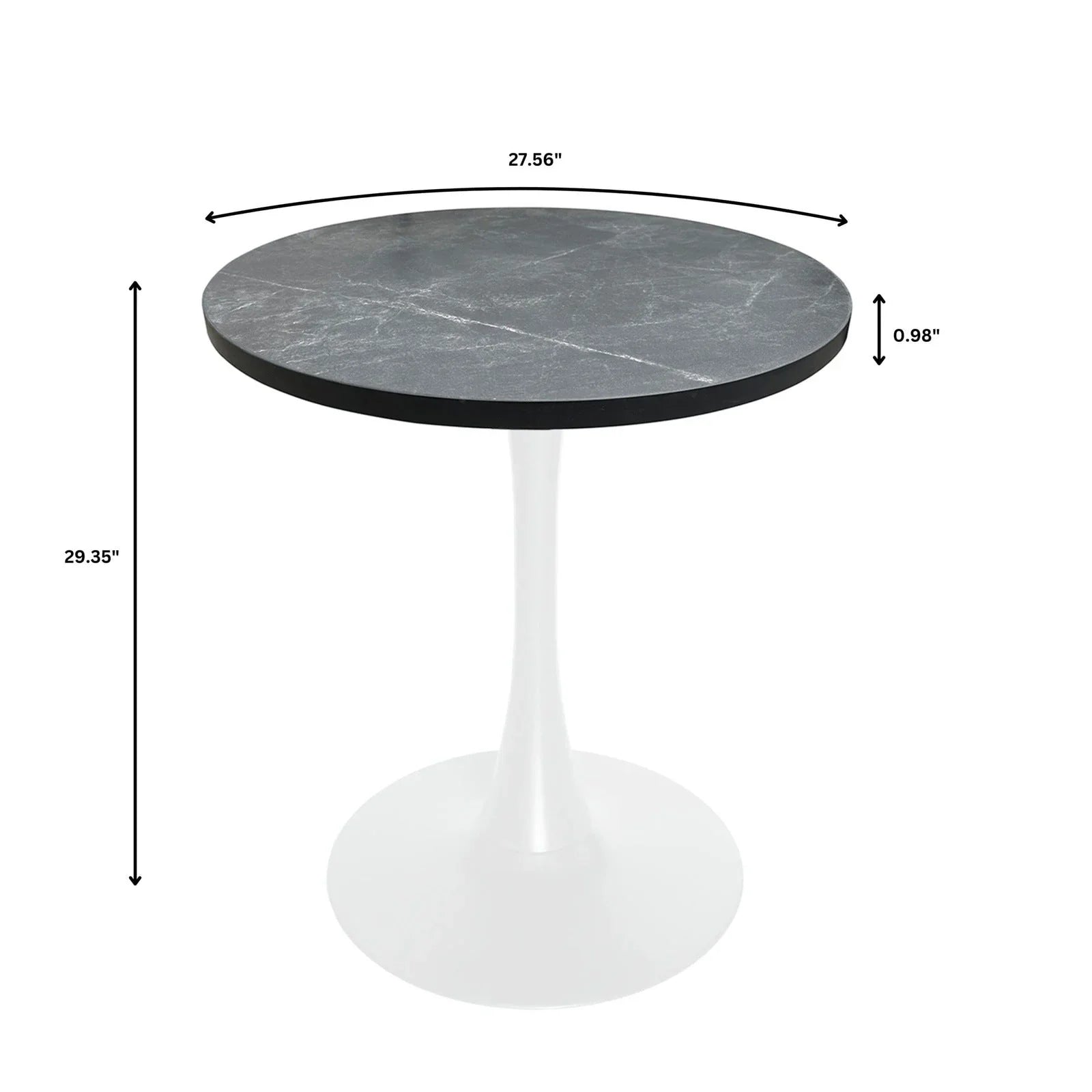 Bristol 27" Round Dining Table with MDF Tableop and White Iron Base - Elax Furniture