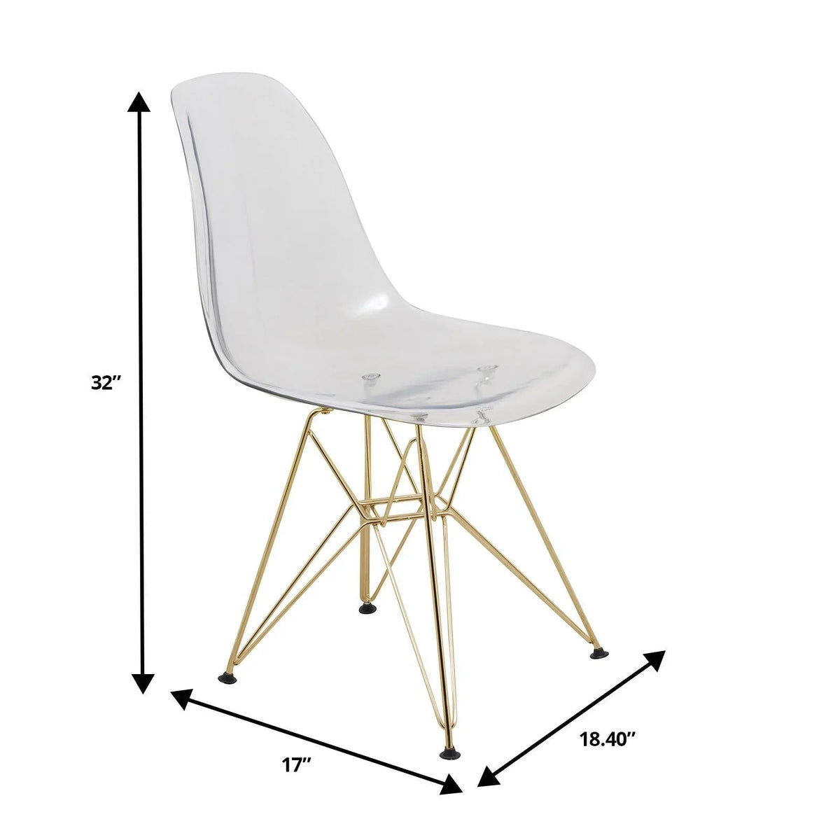 Bristol 5-Piece Dining Set with 35" Round Dining Table and 4 ABS Plastic Chairs with Gold Base - Elax Furniture