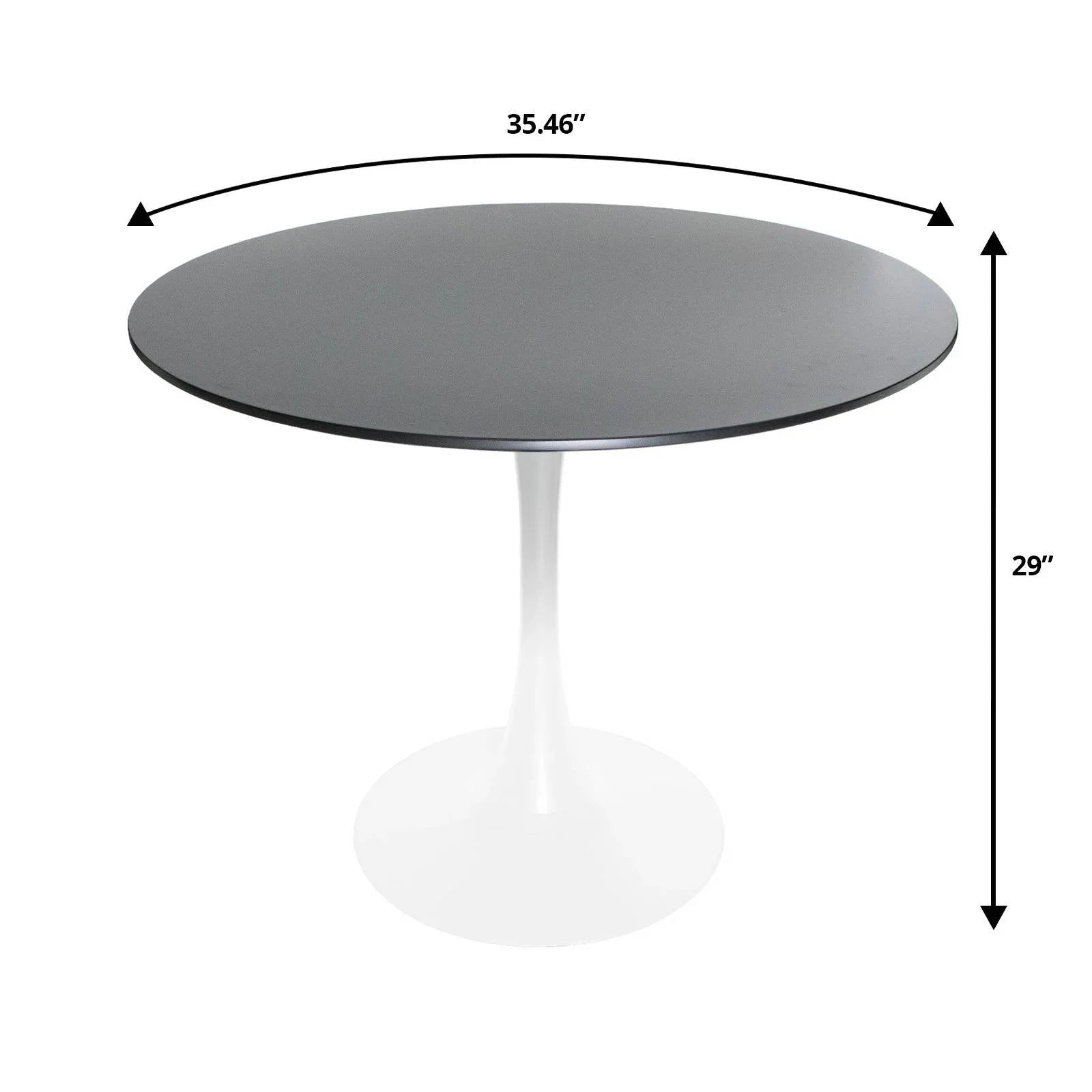 Bristol 5-Piece Dining Set with 35" Round Dining Table and 4 ABS Plastic Chairs with Gold Base - Elax Furniture