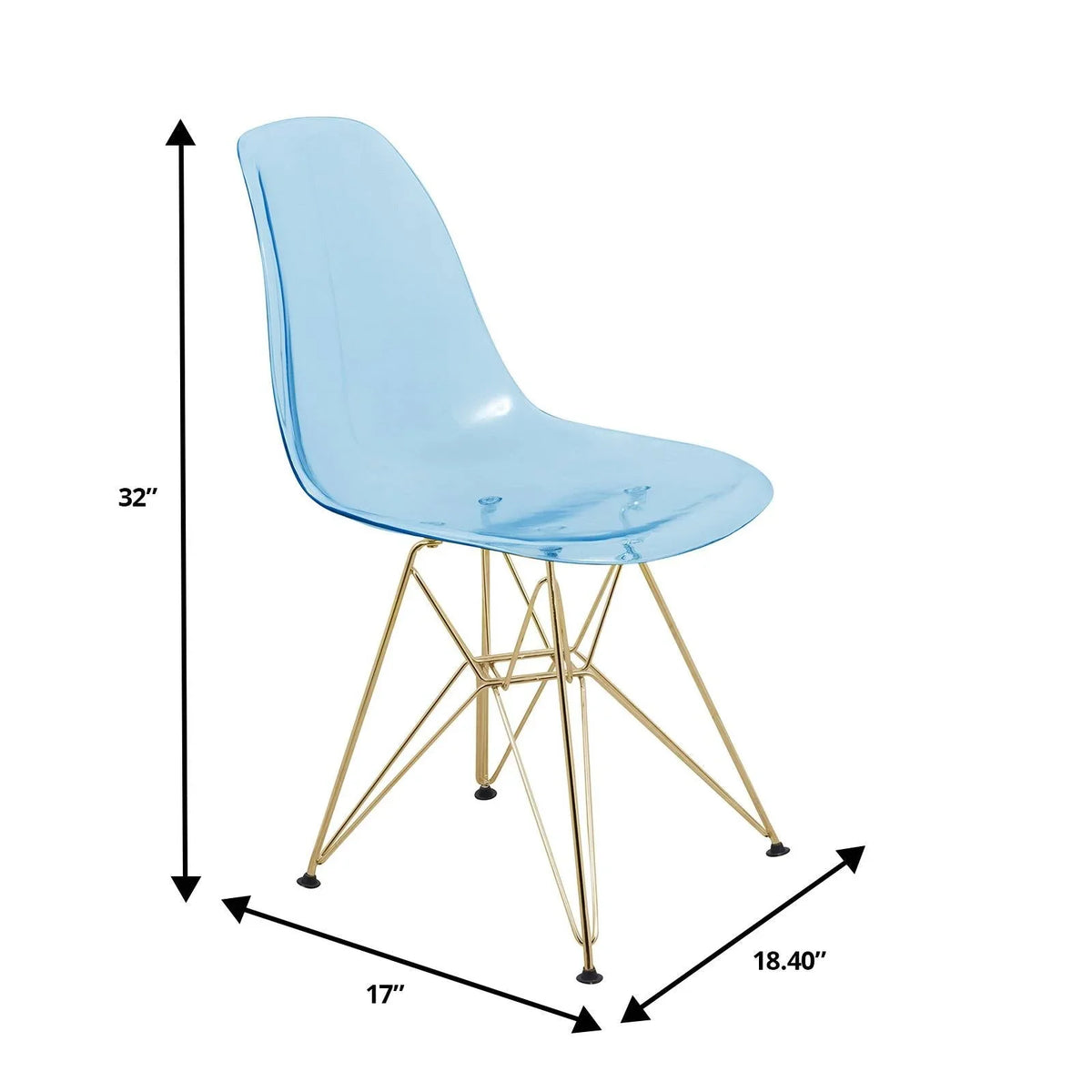 Bristol 5-Piece Dining Set with 35" Round Dining Table and 4 ABS Plastic Chairs with Gold Base - Elax Furniture