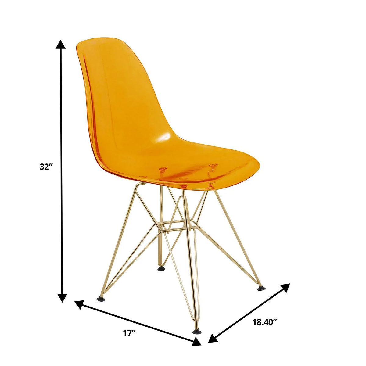 Bristol 5-Piece Dining Set with 35" Round Dining Table and 4 ABS Plastic Chairs with Gold Base - Elax Furniture
