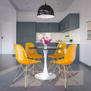Bristol 5-Piece Dining Set with 35" Round Dining Table and 4 ABS Plastic Chairs with Gold Base - Elax Furniture