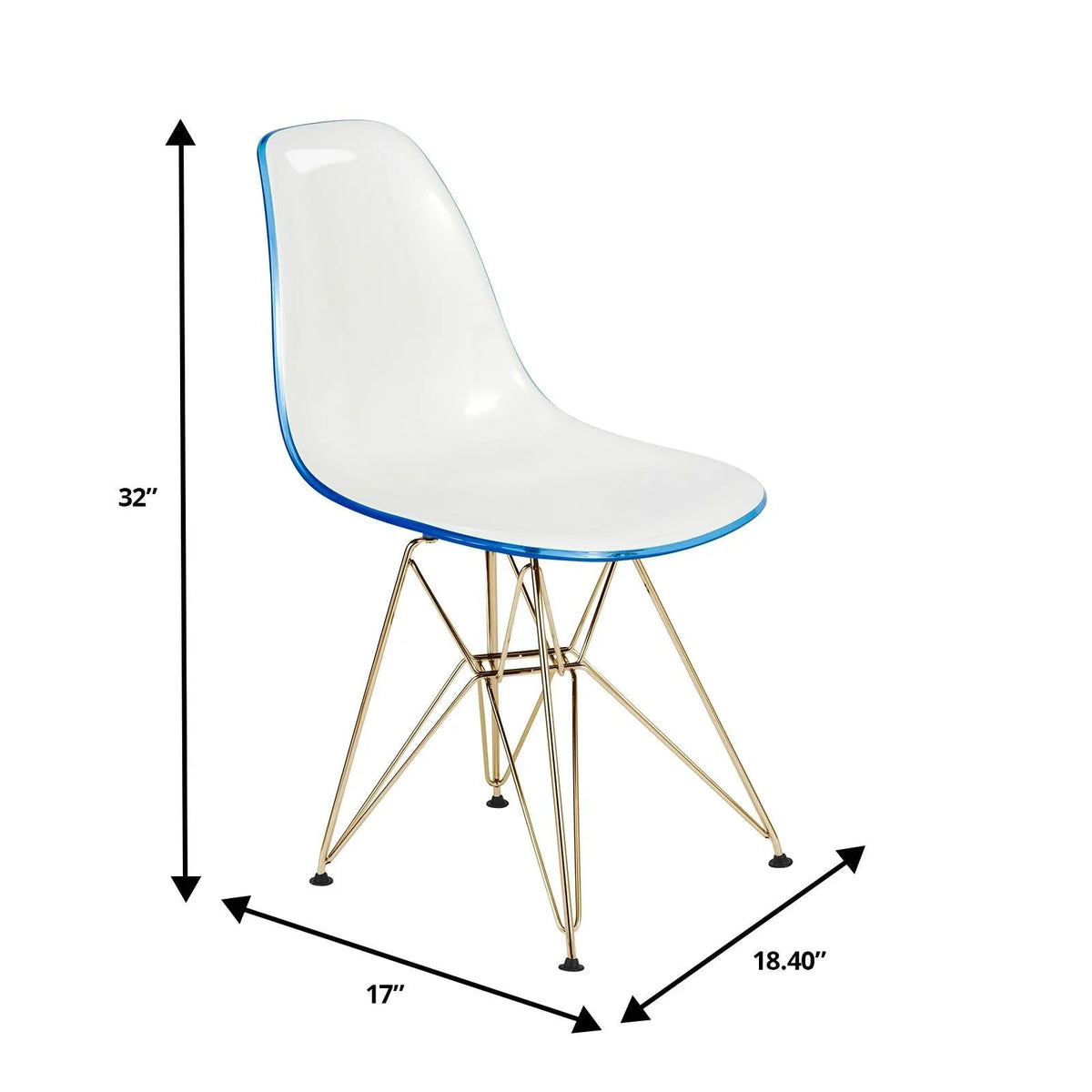 Bristol 5-Piece Dining Set with 35" Round Dining Table and 4 ABS Plastic Chairs with Gold Base - Elax Furniture