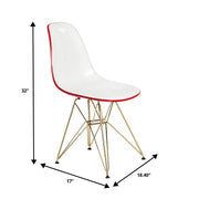 Bristol 5-Piece Dining Set with 35" Round Dining Table and 4 ABS Plastic Chairs with Gold Base - Elax Furniture