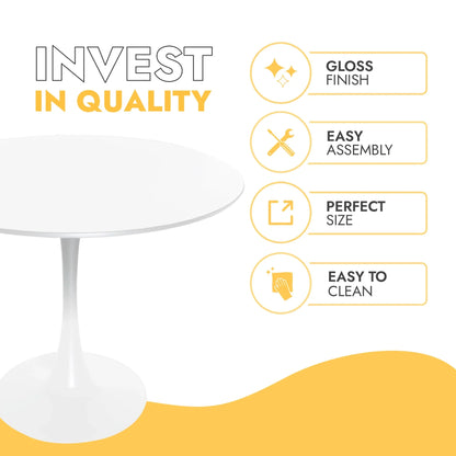 Bristol Modern Round Dining Table with Wood Top and Iron Pedestal Base - Elax Furniture