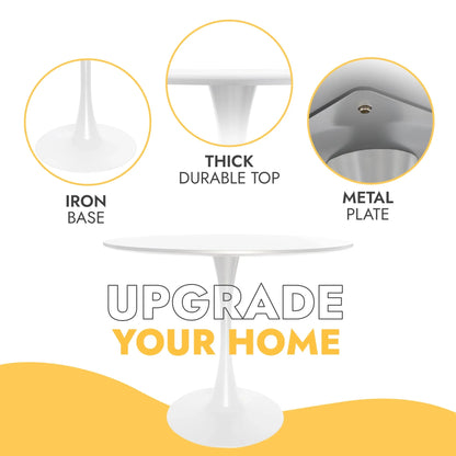 Bristol Modern Round Dining Table with Wood Top and Iron Pedestal Base - Elax Furniture