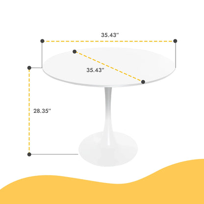 Bristol Modern Round Dining Table with Wood Top and Iron Pedestal Base - Elax Furniture