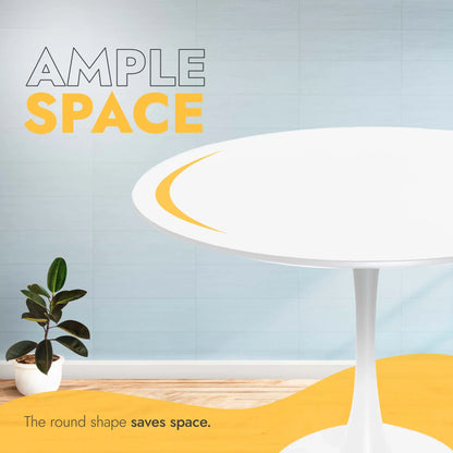 Bristol Modern Round Dining Table with Wood Top and Iron Pedestal Base - Elax Furniture