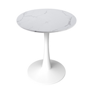 Bristol Round Dining Table with MDF/Sintered Stone/Glass Wood Tabletop in White Steel