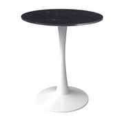 Bristol Round Dining Table with MDF/Sintered Stone/Glass Wood Tabletop in White Steel