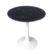 Bristol Round Dining Table with MDF/Sintered Stone/Glass Wood Tabletop in White Steel