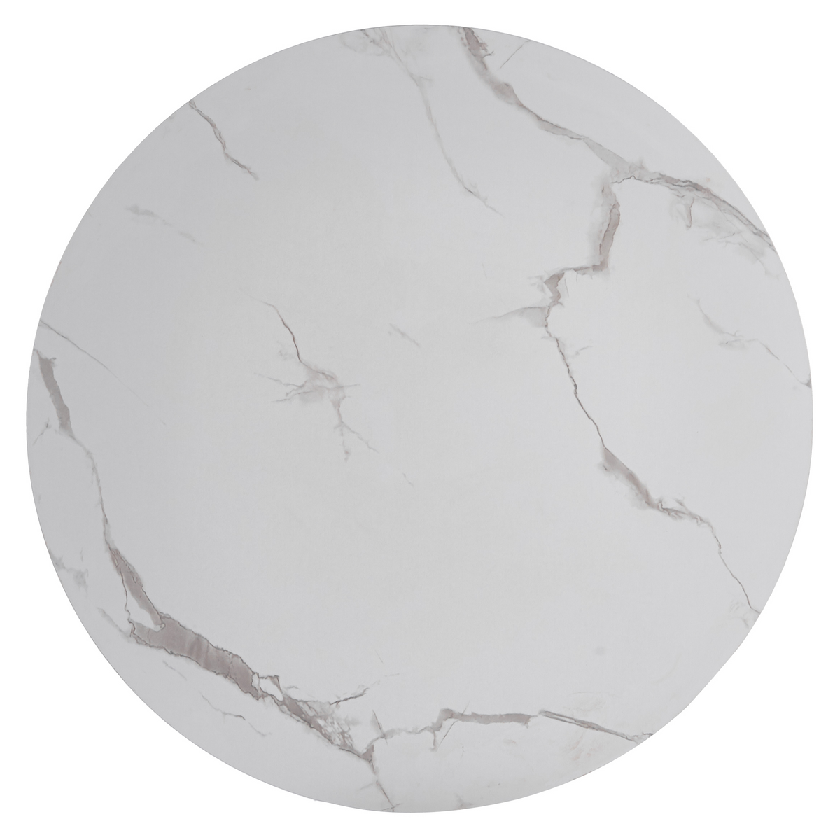 Bristol Round Dining Table with MDF/Sintered Stone/Glass Wood Tabletop in White Steel