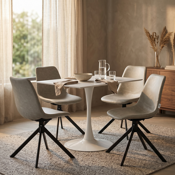 Bristol Dining Table with Sintered Stone Rectangular Tabletop and Steel Base
