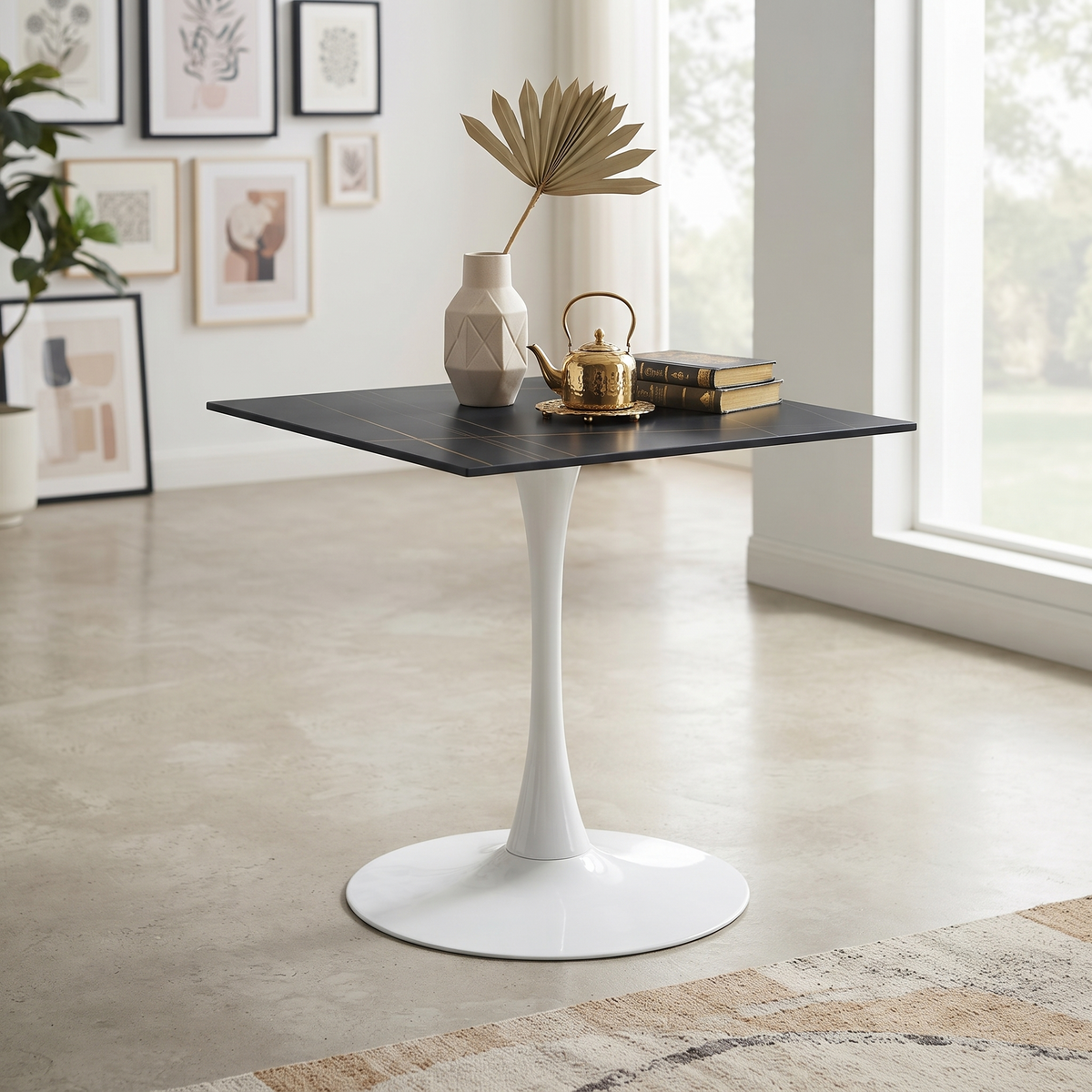 Bristol Square Dining Table with 35 in. Wide Sintered Stone Top and Steel Base