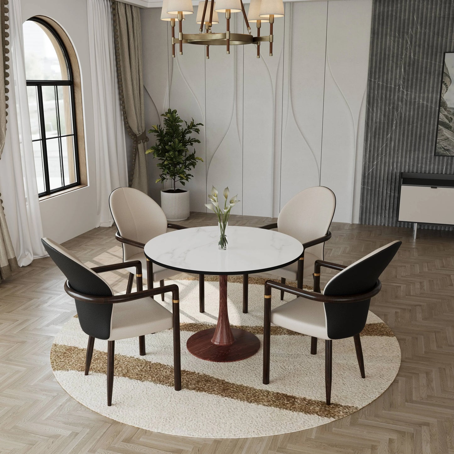 Bristol 35"/36"/40" Round Dining Table Wood Transfer Cherry/Natural/Walnut Base with MDF Table Top - Elax Furniture