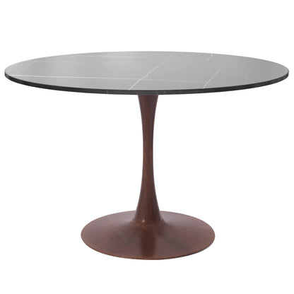Bristol 27"/31"/35"/40" Round Dining Table Wood Transfer Cherry/Natural/Walnut Base with Sintered Stone Table Top - Elax Furniture