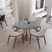Bristol 27"/31"/35"/40" Round Dining Table Wood Transfer Cherry/Natural/Walnut Base with Sintered Stone Table Top - Elax Furniture