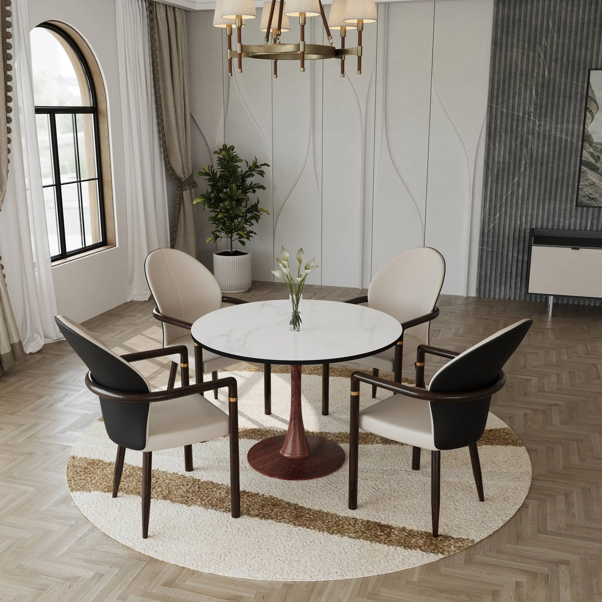 Bristol 35"/36"/40" Round Dining Table Wood Transfer Cherry/Natural/Walnut Base with MDF Table Top - Elax Furniture