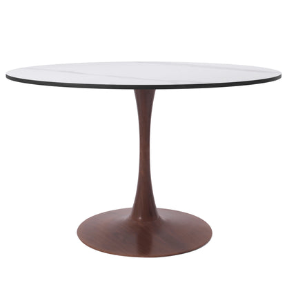 Bristol 27"/31"/35"/40" Round Dining Table Wood Transfer Cherry/Natural/Walnut Base with Sintered Stone Table Top - Elax Furniture