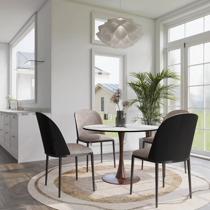 Bristol 27"/31"/35"/40" Round Dining Table Wood Transfer Cherry/Natural/Walnut Base with Sintered Stone Table Top - Elax Furniture