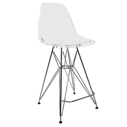 Cresco Modern Acrylic Barstool in Chrome Base for Kitchen and Dining Room - Elax Furniture