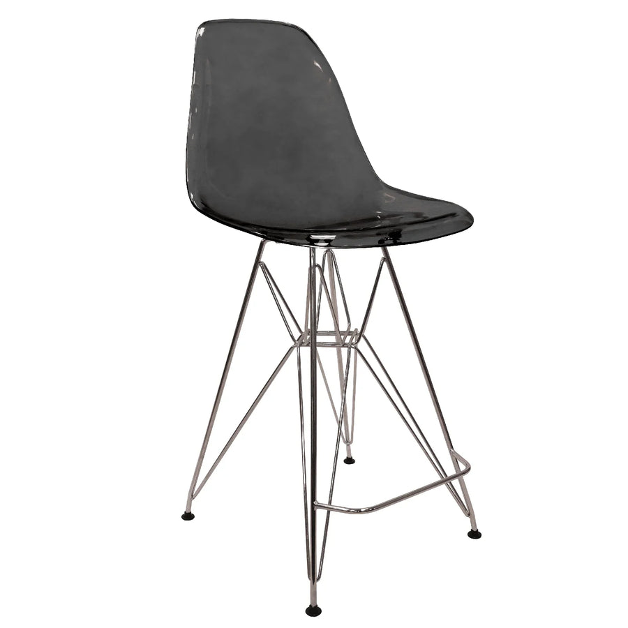 Cresco Modern Acrylic Barstool in Chrome Base for Kitchen and Dining Room - Elax Furniture