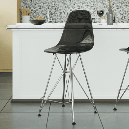 Cresco Modern Acrylic Barstool in Chrome Base for Kitchen and Dining Room - Elax Furniture