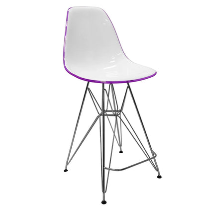 Cresco Modern Acrylic Barstool in Chrome Base for Kitchen and Dining Room - Elax Furniture